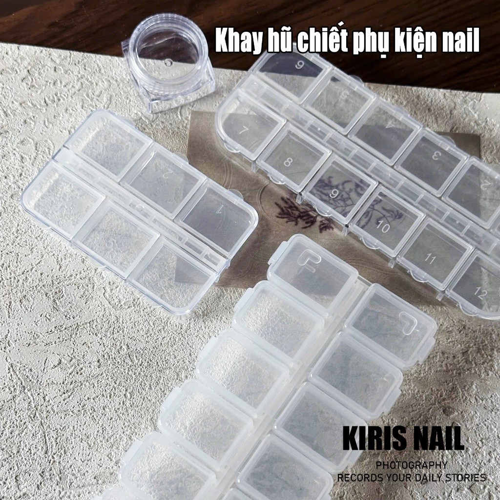 Khay hũ chiết phụ kiện nail , hộp đựng charm móng DC6