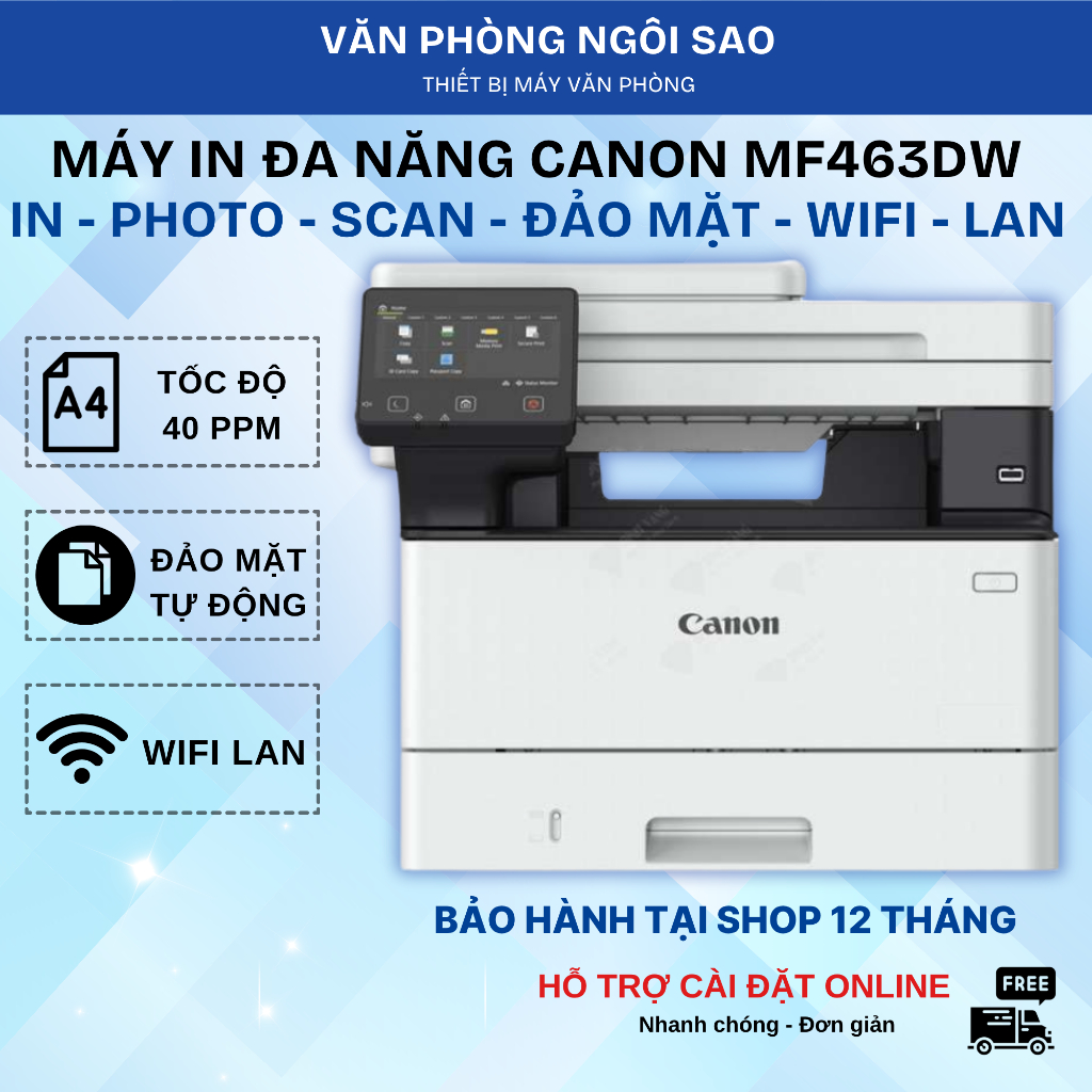 Máy in laser đa chức năng Canon MF461DW/MF462DW/MF463DW(NK) - In WiFi, Copy, Scan đảo mặt, ADF 50 tờ