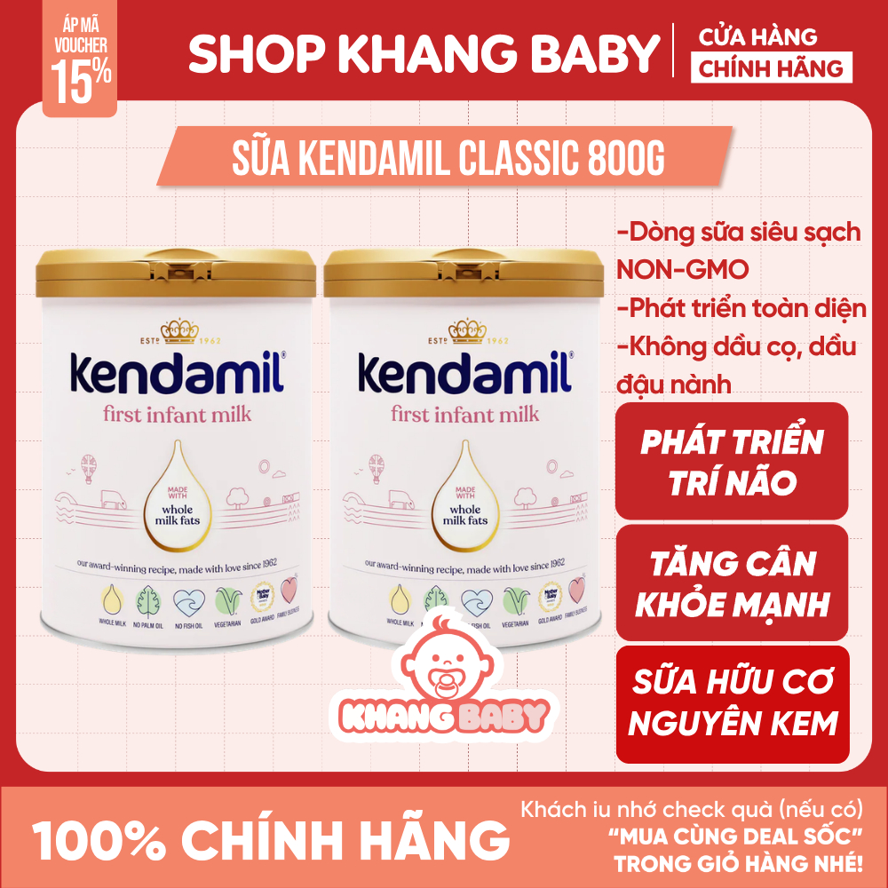 [TẶNG QUÀ] Combo 2 hộp sữa Kendamil Classic Anh Tặng hộp trữ sữa Kendamil 1800ML