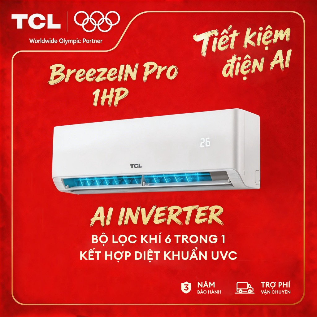 [Breezin Pro] Máy lạnh TCL Inverter BreeZIN PRO 1HP đến 1.5HP-Tiết kiệm điện, làm mát nhanh, Lắp đặt 0đ HCM HN