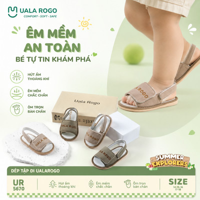 Dép bé trai bé gái tập đi Ualarogo sandal đế cao su chống trượt xăng đan quai dán điều chỉnh rộng chật 5670