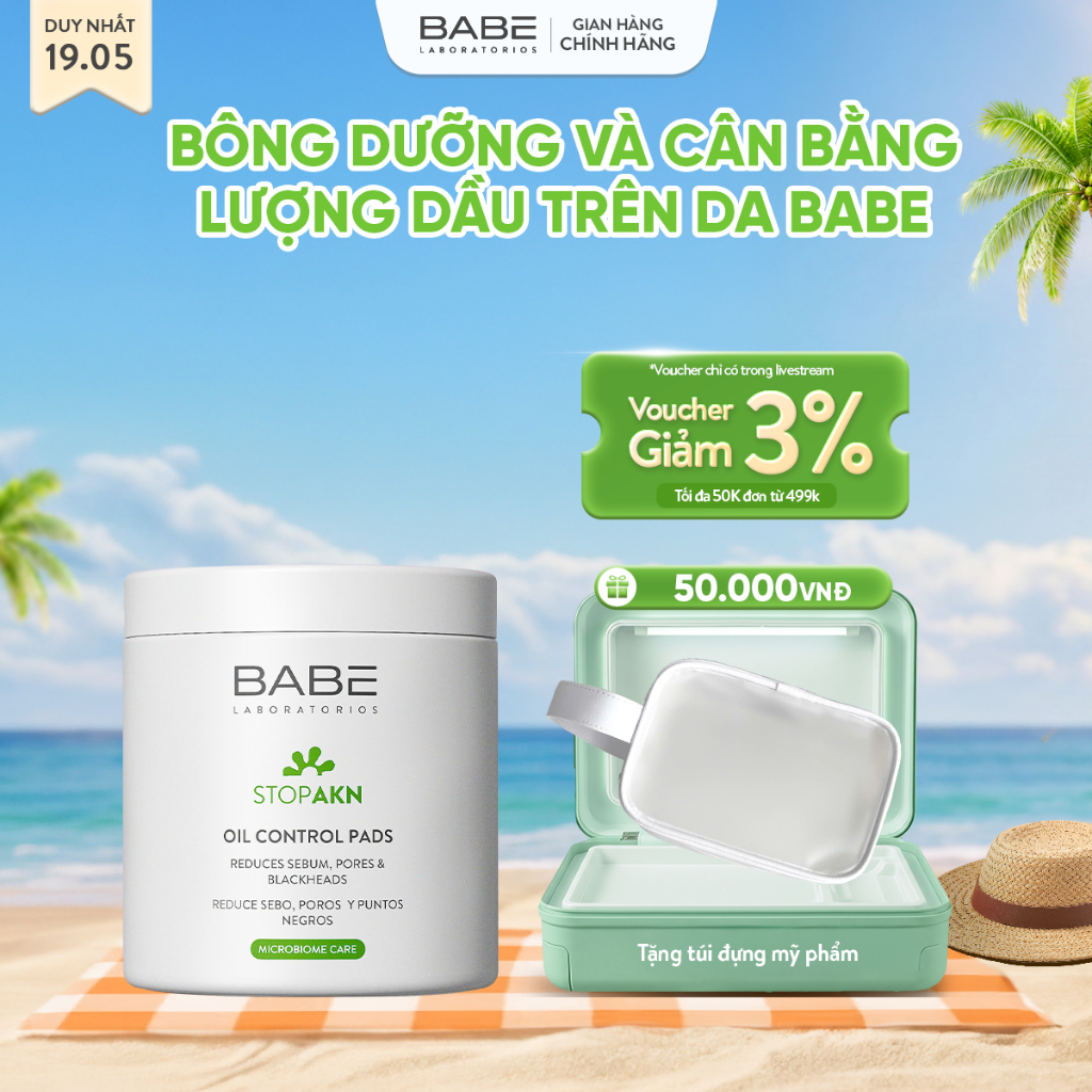 Bông Dưỡng Da Và Cân Bằng Lượng Dầu Trên Da BABÉ STOP AKN OIL CONTROL PADS | BigBuy360 - bigbuy360.vn