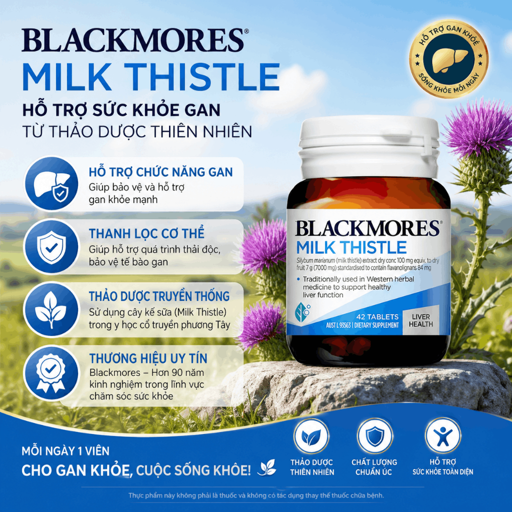 Giải độc gan Blackmores liver health milk thistle chai 42 viên OZ Slim Official