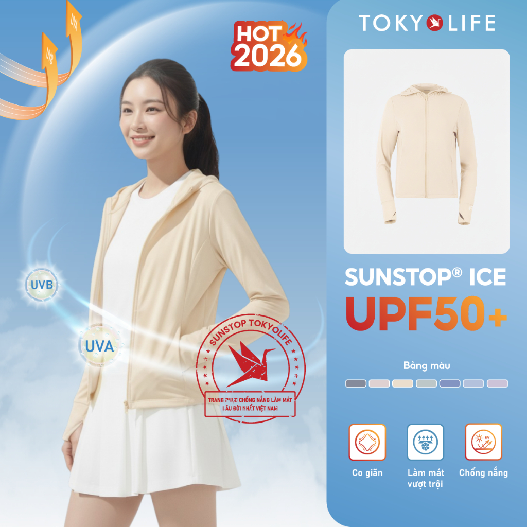 Áo khoác chống nắng nữ TOKYOLIFE SunStop Ice siêu mát lạnh thoáng khí 40000092