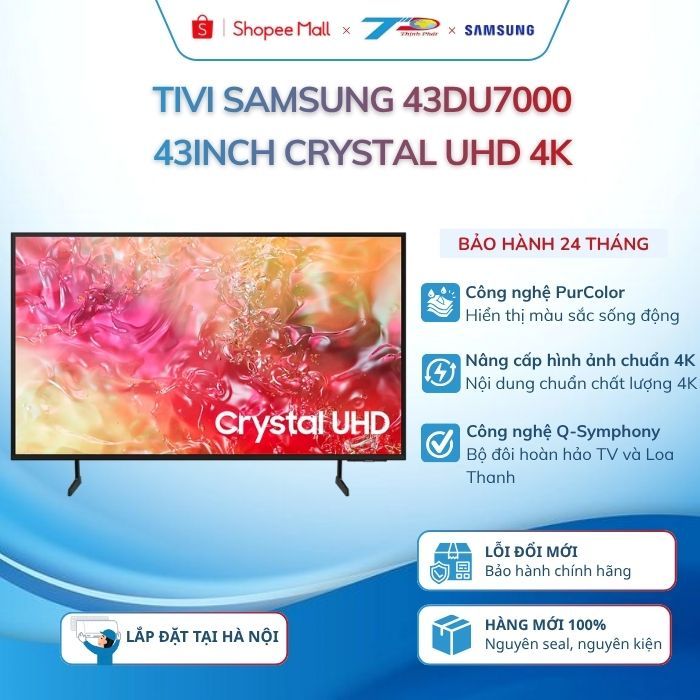 Smart tivi Samsung 43DU7000 43 inch Crystal UHD 4K, giá rẻ tại kho|Bh chính hãng 24 tháng, mới 100%
