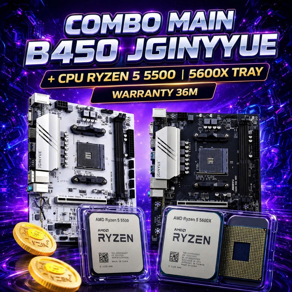 Combo AMD Main B450 + CPU Ryzen 5 3400G 5500 5600x Tray NEW bảo hành 36 tháng - giá thợ FULL VAT