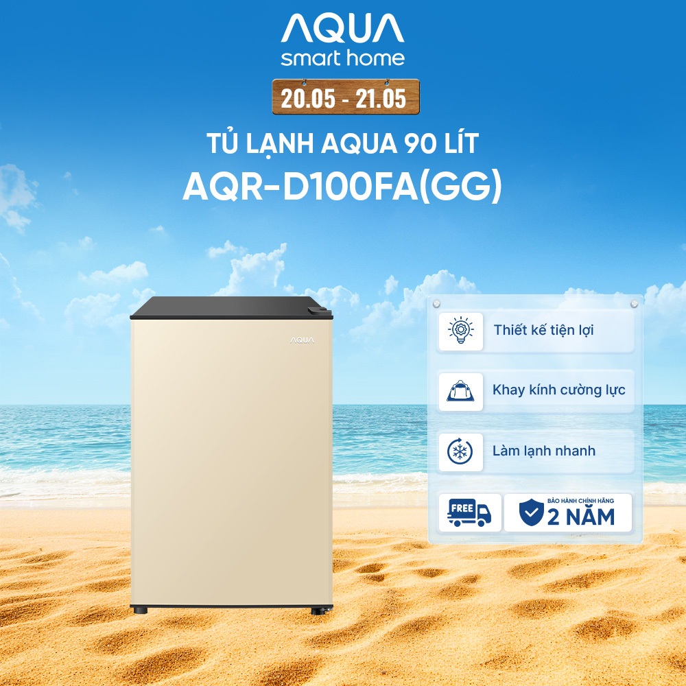 [SALE 15.05] Tủ lạnh mini Aqua 90 lít AQR-D100FA(GG) - Màu be - Freeship toàn quốc - Bảo hành tận nh