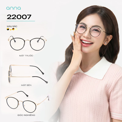Gọng kính thời trang nam nữ ANNA kim loại dáng oval cánh tiên unisex cá tính OL 22007