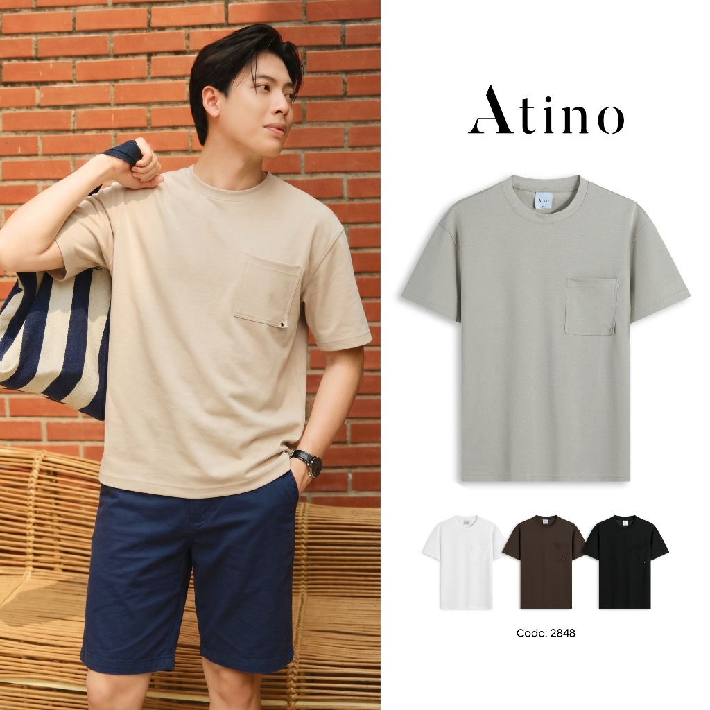 Áo Phông Nam ATINO Dáng Form Rộng Vải Cotton Pha Co Giãn Thoải Mái L.4.2848