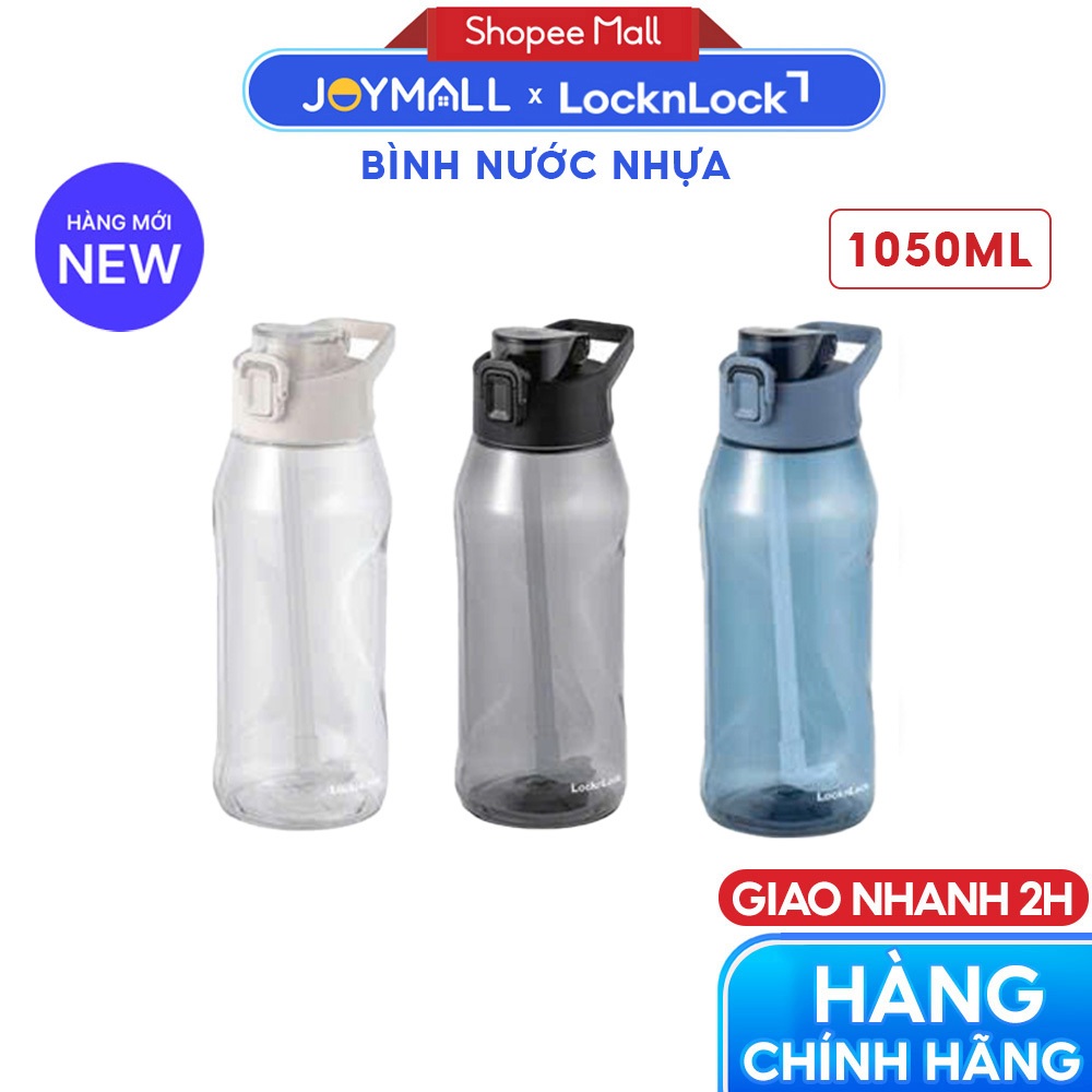 Bình Nước Nhựa LocknLock One Touch Sports Bottle ABF926 1.05L, Hàng Chính Hãng, Kèm Ống Hút -JoyMall