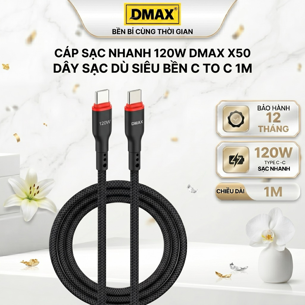 Cáp Sạc Nhanh Type C to Type C 120w của nhà DMAX cho Samsung S24 S25 iPhone15 16 Pro Max PD 60W Cáp 
