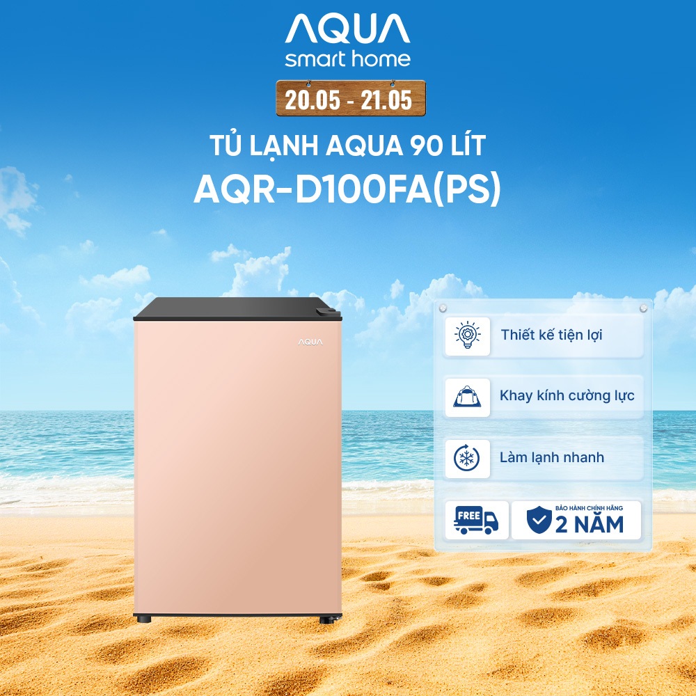 [SẢN PHẨM MỚI] Tủ lạnh mini Aqua 90 lít AQR-D100FA(PS) - Màu hồng nhạt - Freeship toàn quốc - Bảo hà