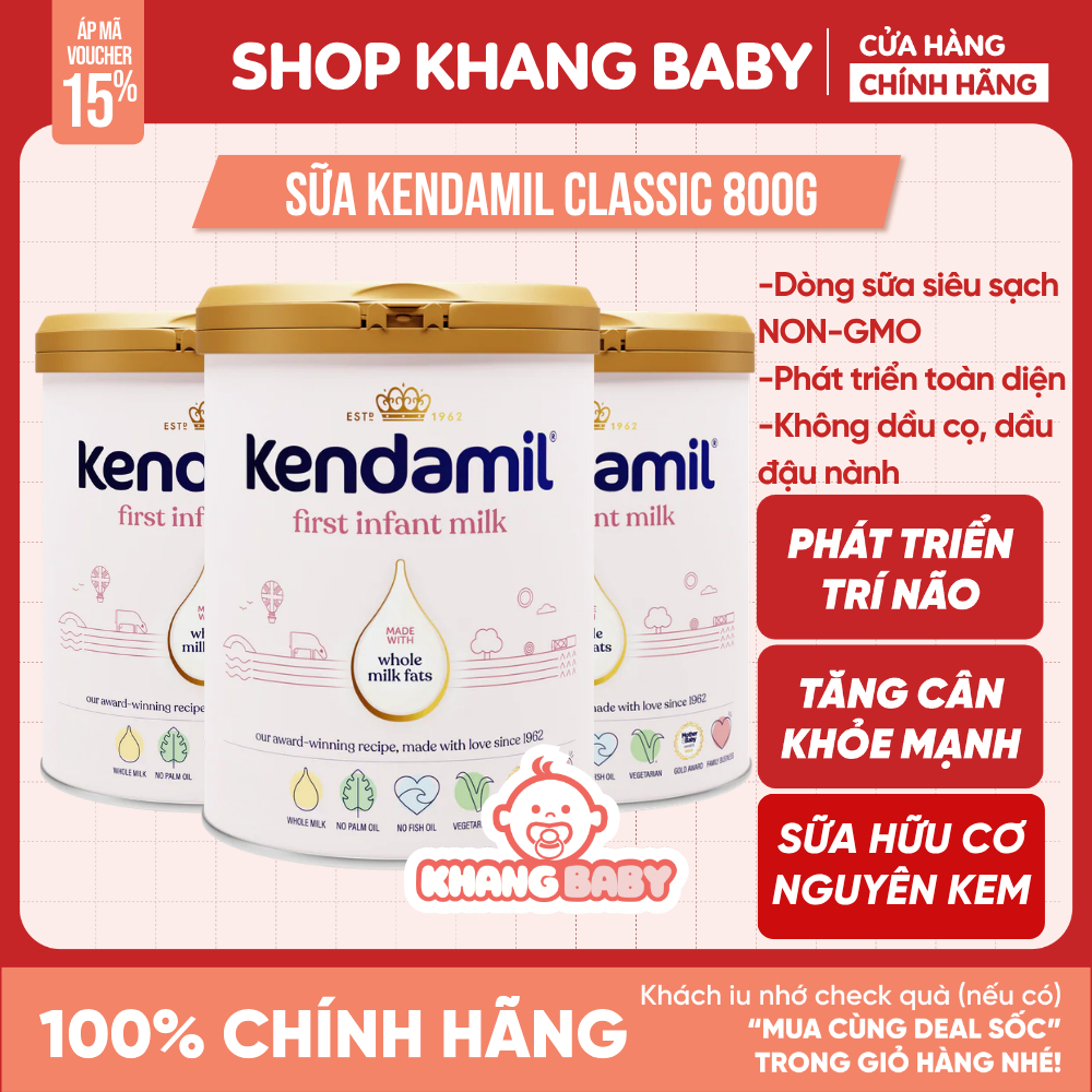[TẶNG QUÀ] Combo 3 hộp sữa Kendamil Classic Anh Tặng bình giữ nhiệt Kendamil