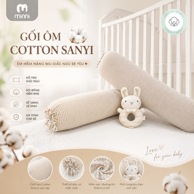 Gối ôm cho bé Ualarogo ruột bông giúp ngủ ngon chặn bé khỏi ngã chống giật mình 52x12cm MN 0022