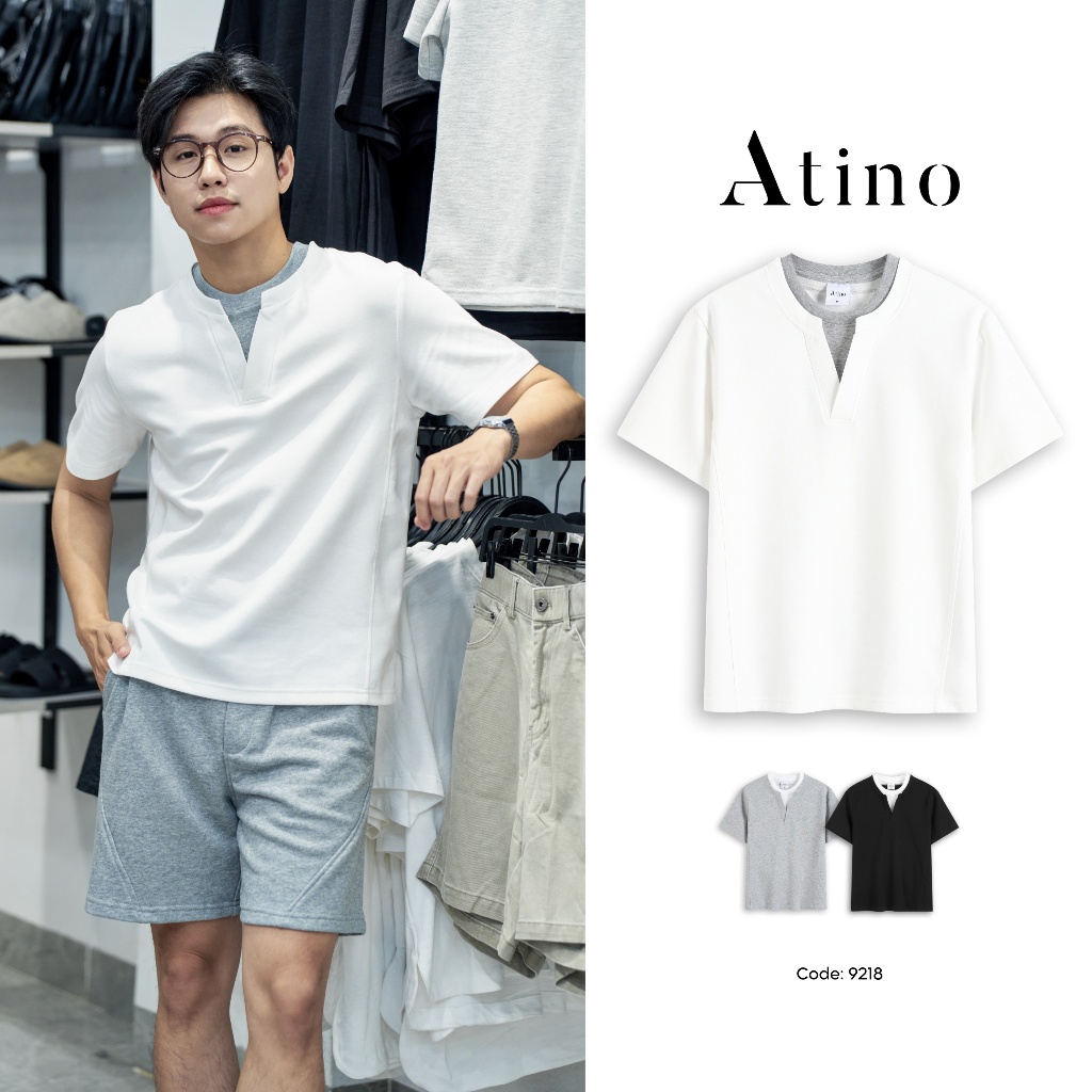 Áo Phông Nam Chất Liệu Cotton ATINO, Cổ Tròn Tay Cộc, Thoáng Khí Form Regular L.3.9218