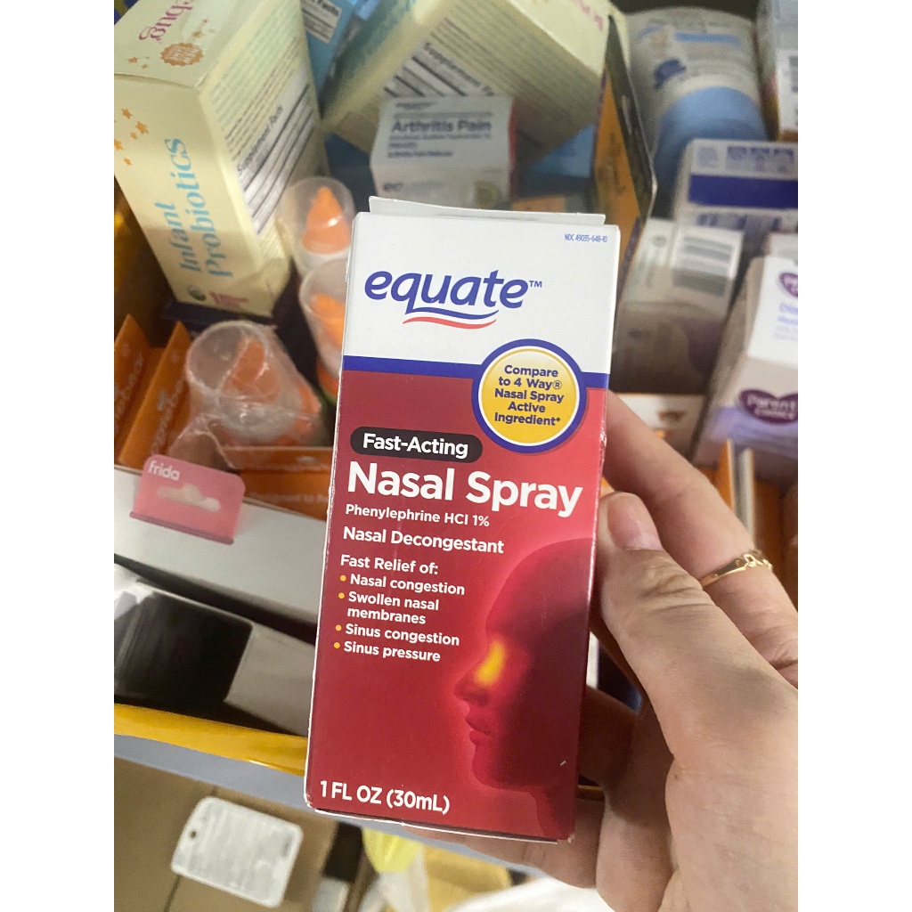 (Hàng Mỹ) Xịt nhỏ mũi cho người lớn Equate Fast-Acting Nasal Spray 30ml