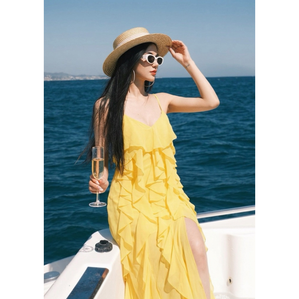 Đầm dài xếp tầng RITARA Lira Dress đan dây cao cấp