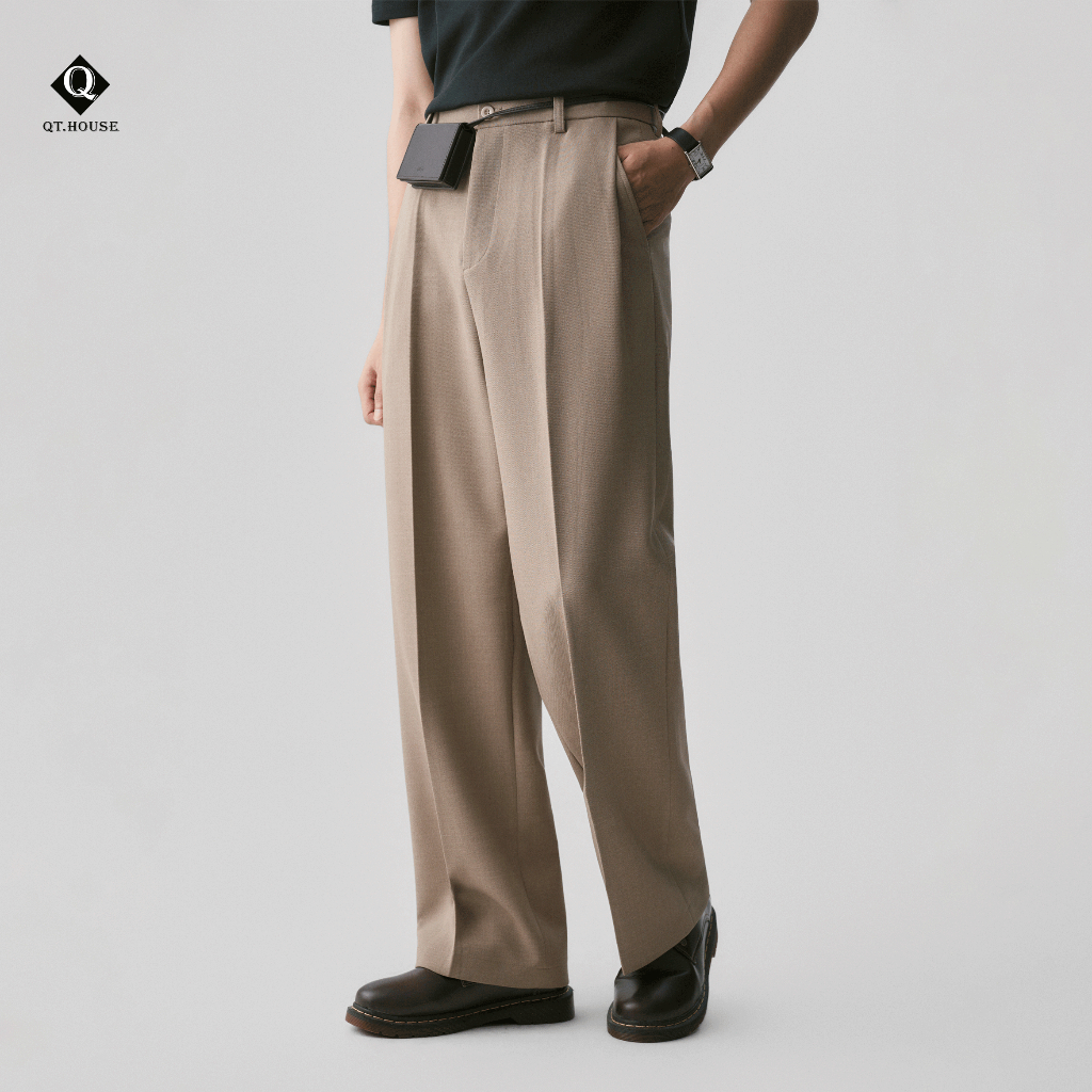 [Bản mới Ver 2 cạp phẳng] Quần Tây Nam QTHOUSE Ống Rộng Form Wide Leg Hack Dáng Che Khuyết Điểm Chân