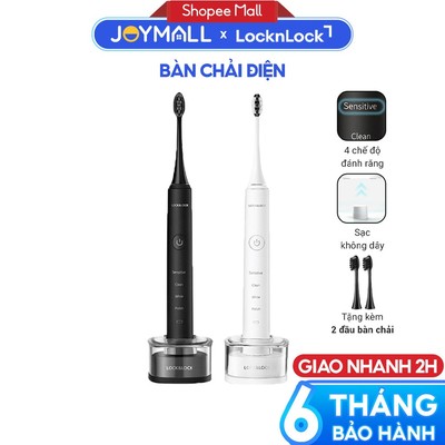 Bàn Chải Điện LocknLock ENR346, Hàng Chính Hãng, Sạc Không Dây, Chống Nước, Kèm 2 Đầu Chải - JoyMall