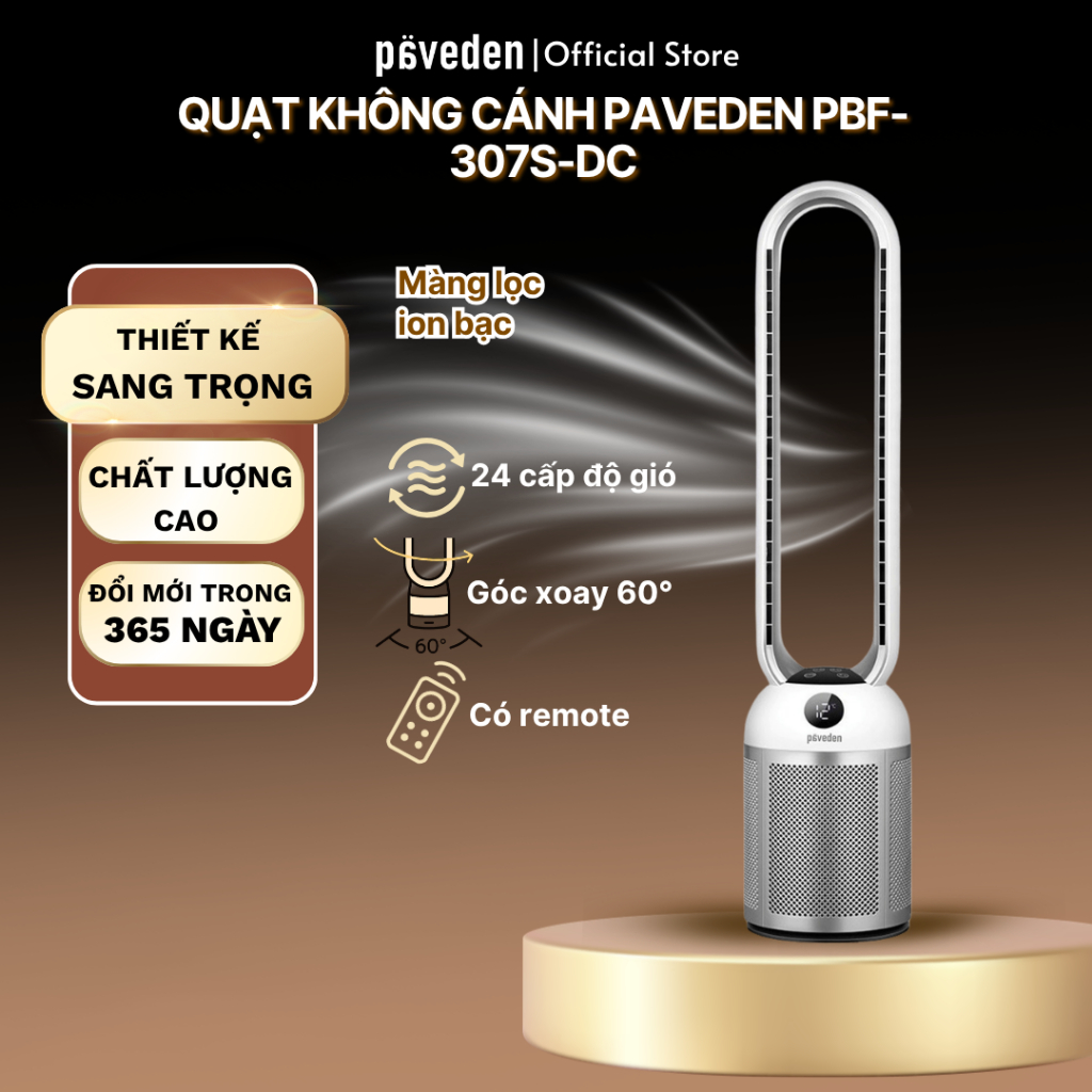 Quạt Không Cánh Paveden PBF-307S-DC/ PBF-9070- Đổi mới 365 ngày