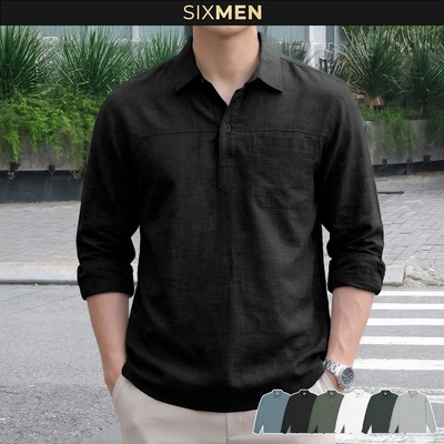 Áo Sơ Mi Cổ Chui Dài Tay DEVAN - Vải SMART LINEN Form Thoải Mái, Thấm Hút Cực Tốt - SIXMEN