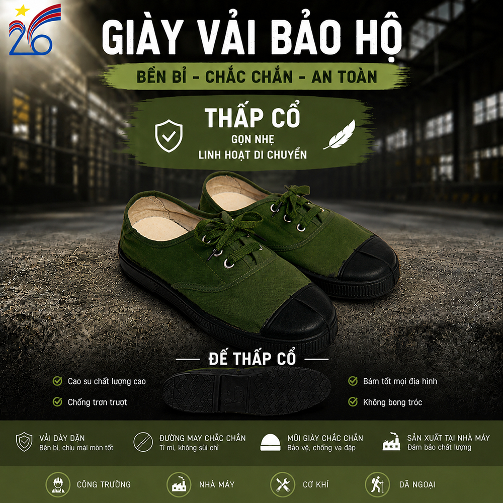 Giày vải bảo hộ thấp cổ công ty cổ phần 26 chính hãng