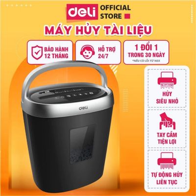 Máy Hủy Tài Liệu DELI Có Tay Cầm An Toàn Dung Tích 17L Máy Hủy Giấy Tờ Card CD Bảo Mật Thông Tin Tài Liệu