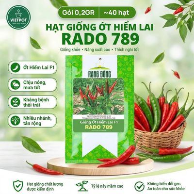 Hạt Giống Ớt Hiểm Lai F1 Rado, Vietpot, Gói 0.2gr, Dễ Trồng, Nảy Mầm, Thu Hoạch, Năng Suất Cao.