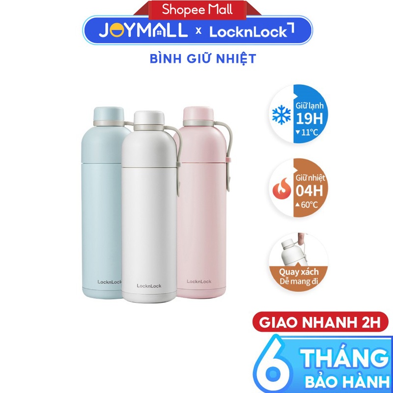 Bình Giữ Nhiệt Inox LocknLock Belt Bottle LHC4267 490ml, Hàng Chính Hãng, Có Quai Xách - JoyMall