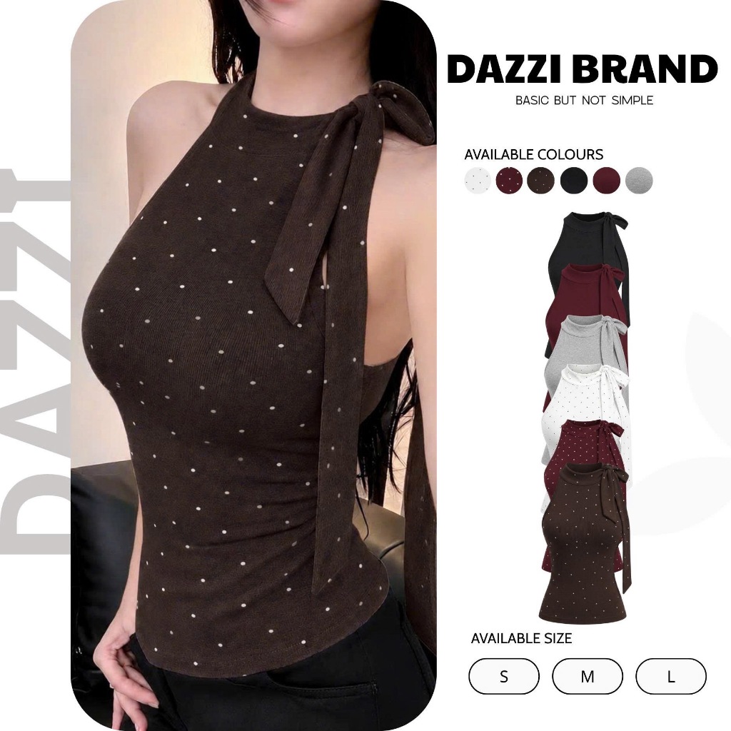 [DEAL MỞ BÁN] Áo thun yếm ba lỗ buộc nơ cổ chất cotton mịn DAZZI women A048