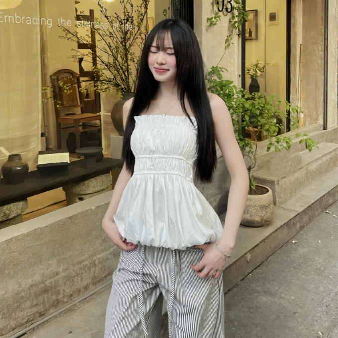 Áo Quây Dáng Bí MINHU CLOTHES Áo Bí Cúp Ngực Chất Gió Sần Dáng Bồng Sang Chảnh  [A01] | BigBuy360 - bigbuy360.vn