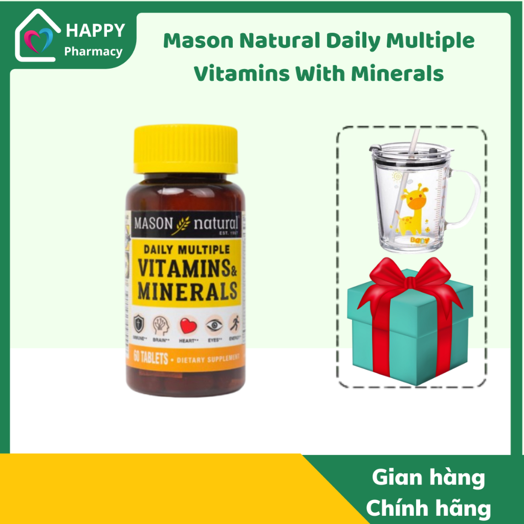 Mason Natural Daily Multiple Vitamins With Minerals - Viên Vitamin Tổng Hợp - Hộp 60 Viên