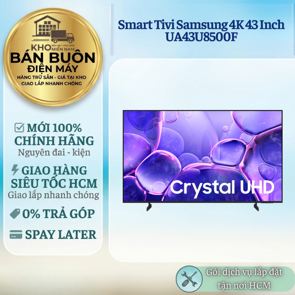 43U8500F📺 Smart Tivi Samsung – 43 inch, 4K UHD, Tizen OS, HDR10+ | 43U8500F