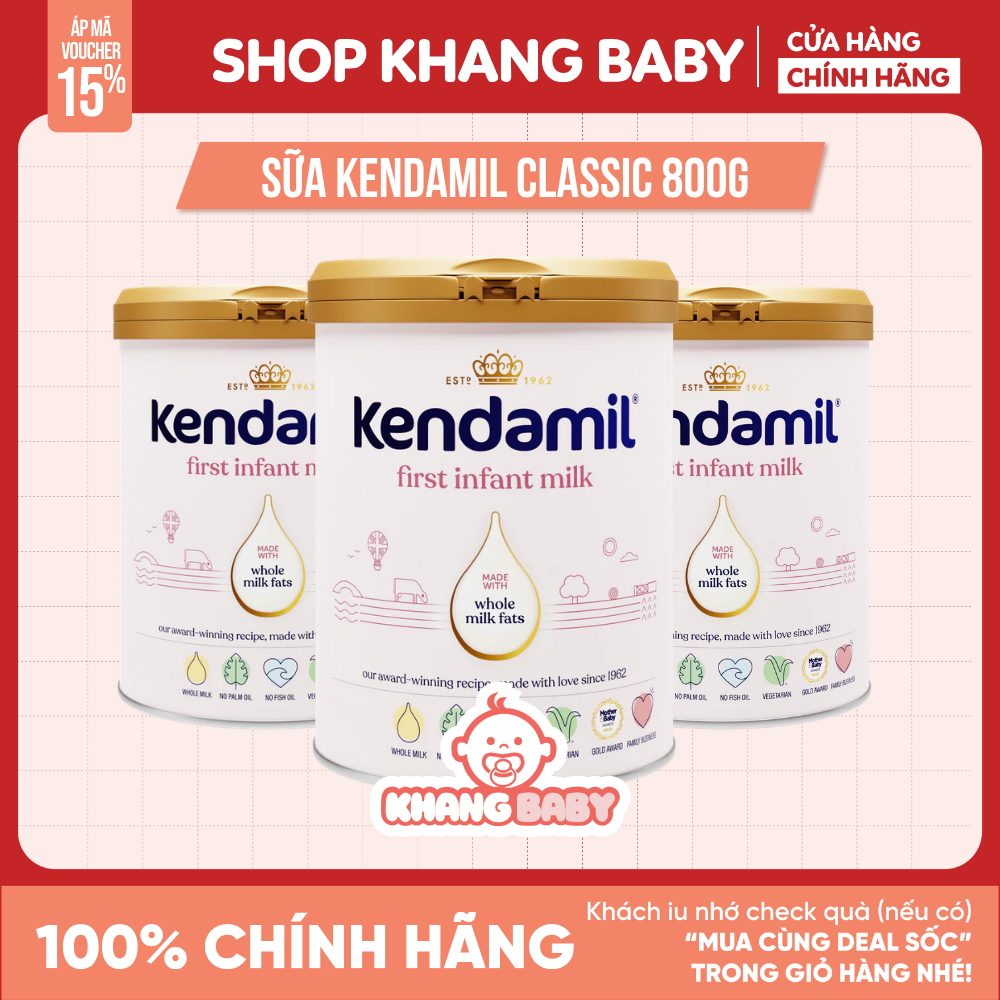 [TẶNG QUÀ] Combo 3 hộp sữa Kendamil Classic Anh lon 800G Tặng Bình giữ nhiệt Kendamil