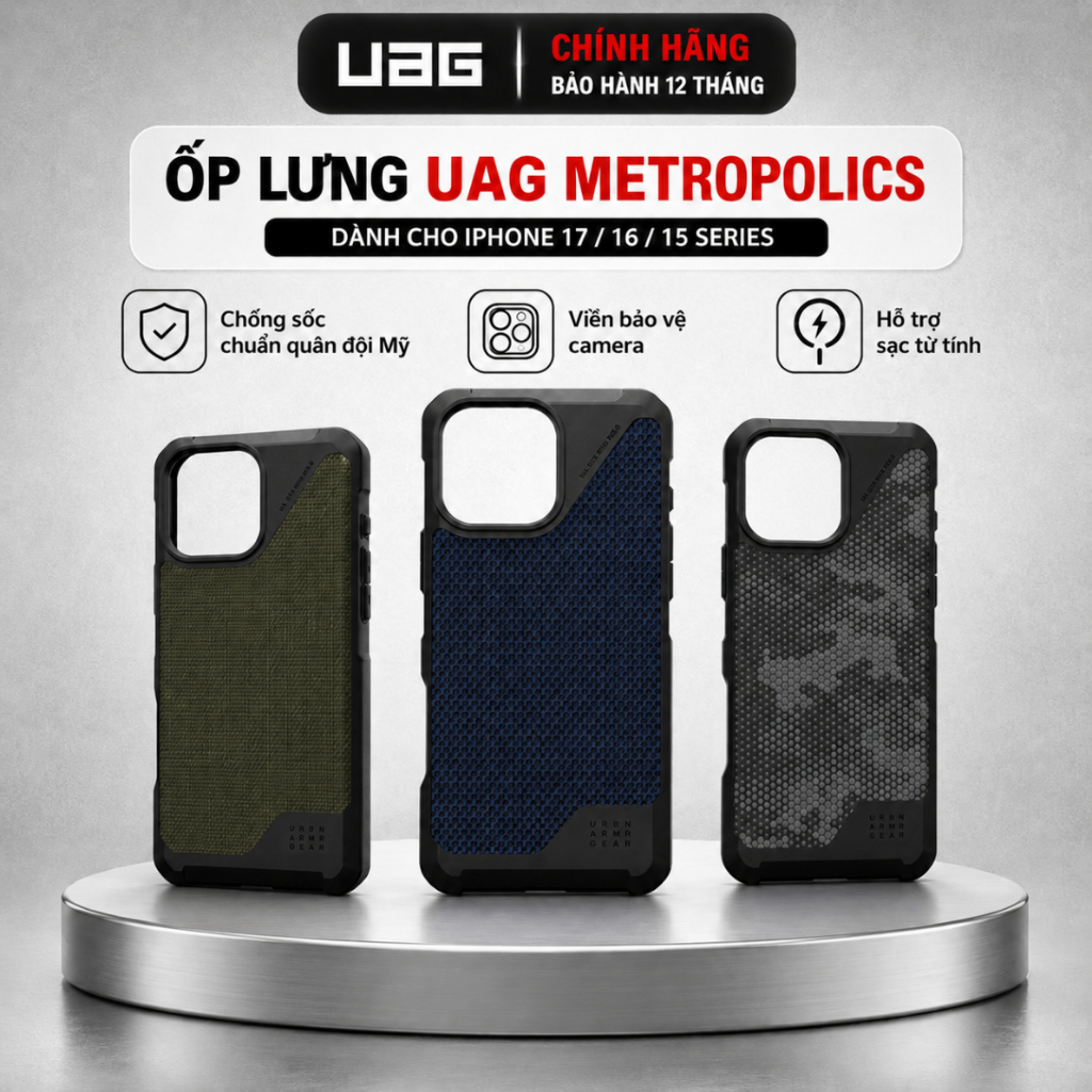 [UAG Metropolis LT] Ốp Lưng Dành Cho  iPhone 17/16/15 Series – Bền Chuẩn Quân Đội, Chống Sốc 4.8m, H