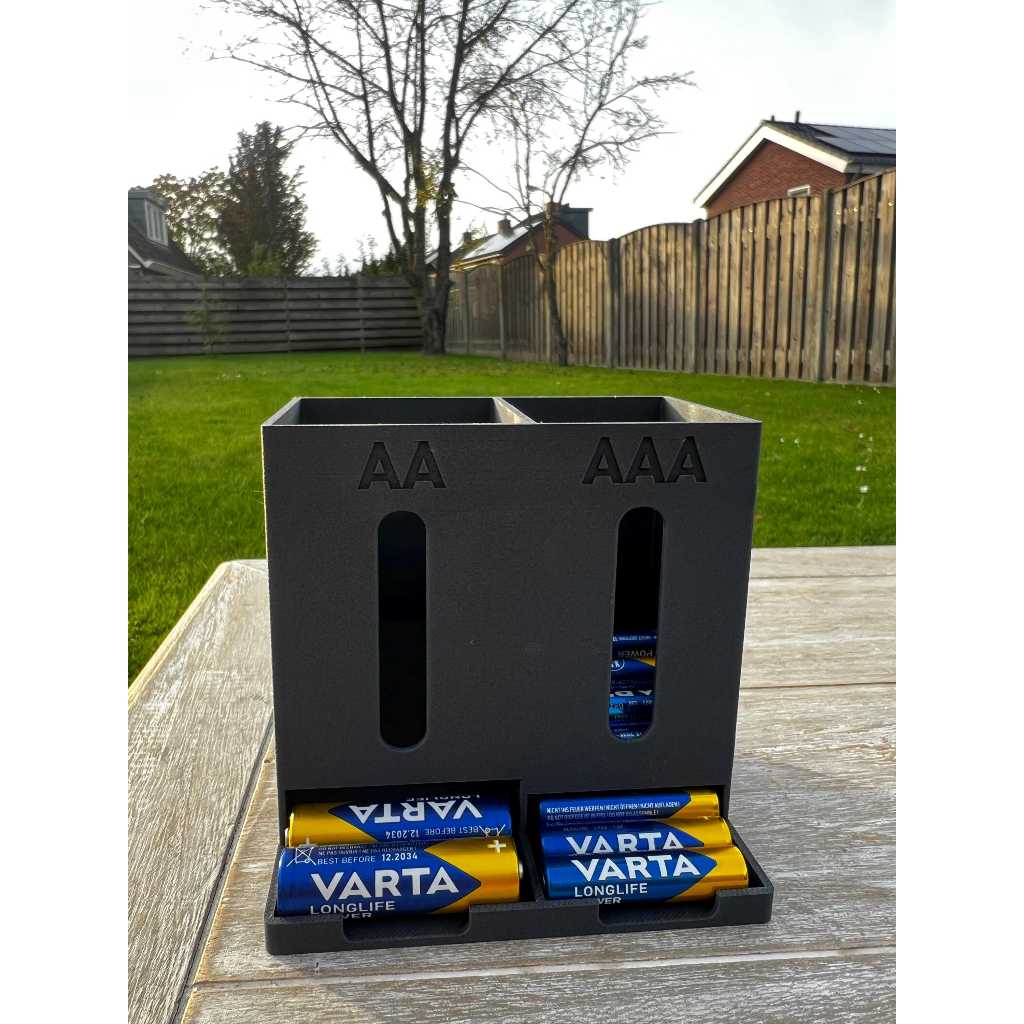 AA & AAA Battery Holder Dispenser - 3D Printed Organizer Box - Stackable Battery Storage Case