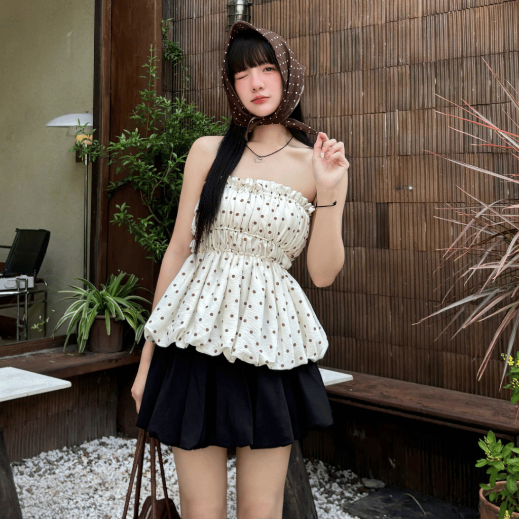 Áo Quây Dáng Bí MINHU CLOTHES Áo Bí Cúp Ngực Chất Gió Sần Dáng Bồng Sang Chảnh  [A01] | BigBuy360 - bigbuy360.vn