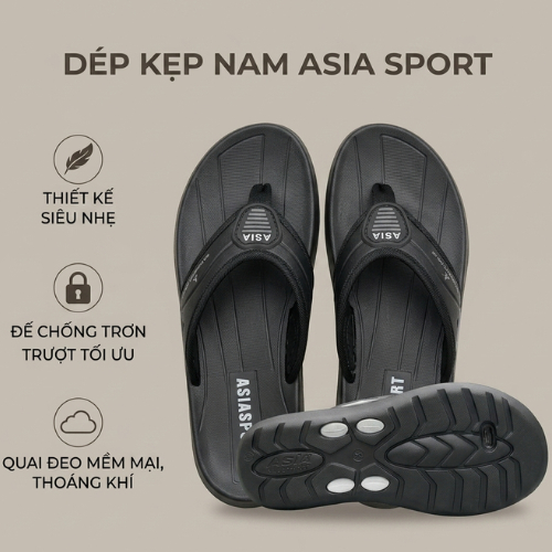 Dép Kẹp Nam Asia Sport Siêu Nhẹ Cao Cấp - Dép Tông Nam Quai Kẹp Mềm, Chống Trơn Trượt