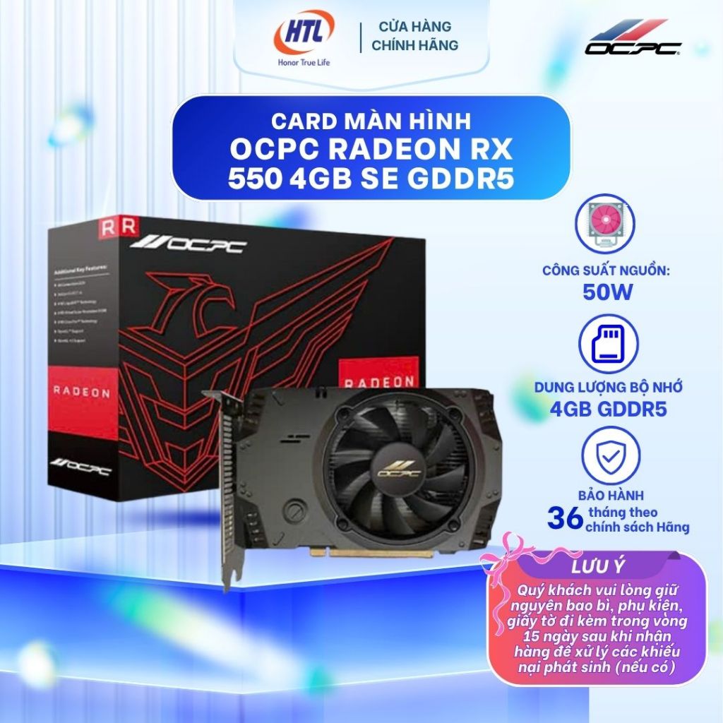 Card màn hình OCPC Radeon RX 550 4GB SE GDDR5 (HÀNG CHÍNH HÃNG)