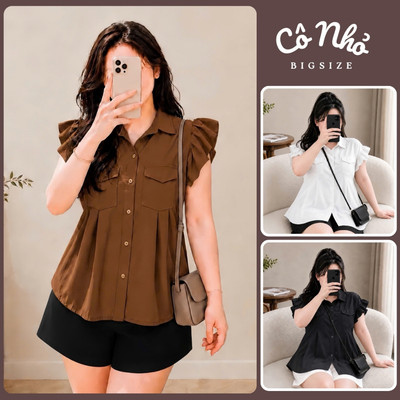 Áo Sơ Mi Bigsize Nữ Somi Cổ bẻ Cánh Tiên Dáng Babydoll Cho Nữ Chubby SM35