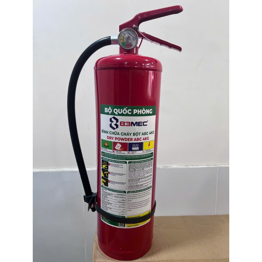 Bình chữa cháy bột ABC 83MEC Bộ Quốc Phòng 4kg 83MEC/ABC/4KG- Có kiểm định