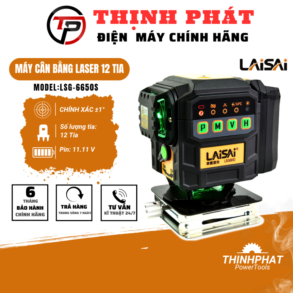 Máy Laser Cân Bằng 12 Tia Xanh LAiSAi LSG-6650S Căn Chỉnh Nhanh–Chuẩn Chính Hãng - Thịnh Phát
