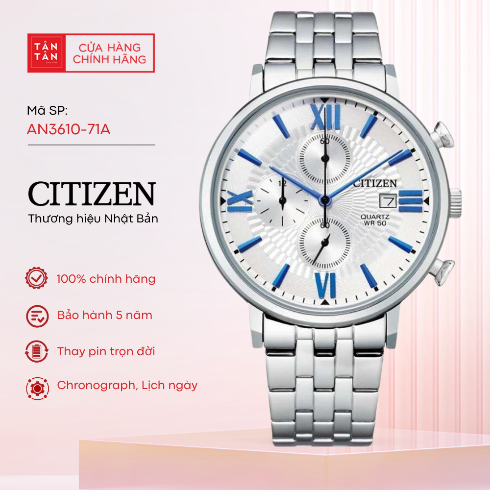 Đồng Hồ Nam Citizen Chronograph AN3610-71A Quartz 41mm - Đồng Hồ Tân Tân