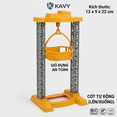 Đồ chơi mô hình cần trục nâng hạ bằng cót tự động kèm giỏ đựng nhựa ABS an toàn
