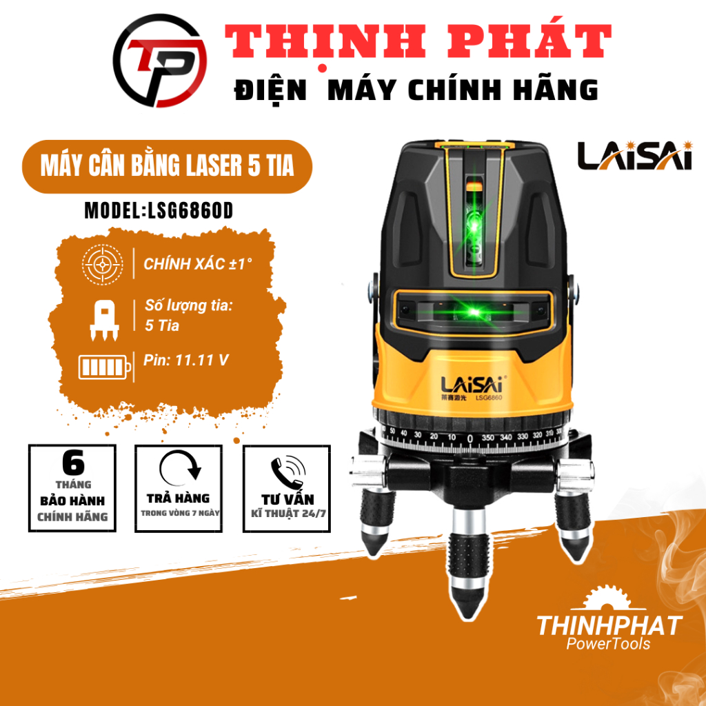Máy Laser Cân Bằng Laser Laisai LSG6860D 5 Tia Xanh Siêu Sáng - Thịnh Phát