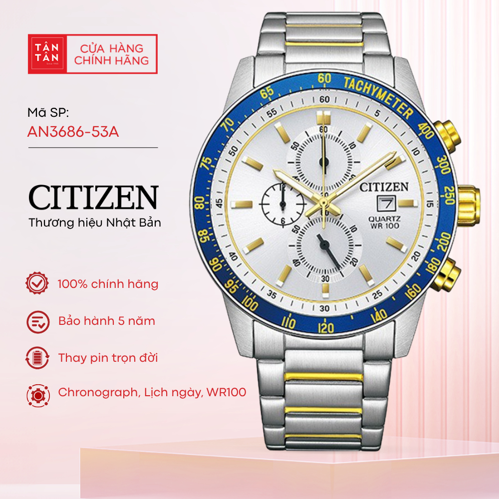 Đồng Hồ Nam Citizen Chronograph AN3686-53A Quartz 44mm - Đồng Hồ Tân Tân