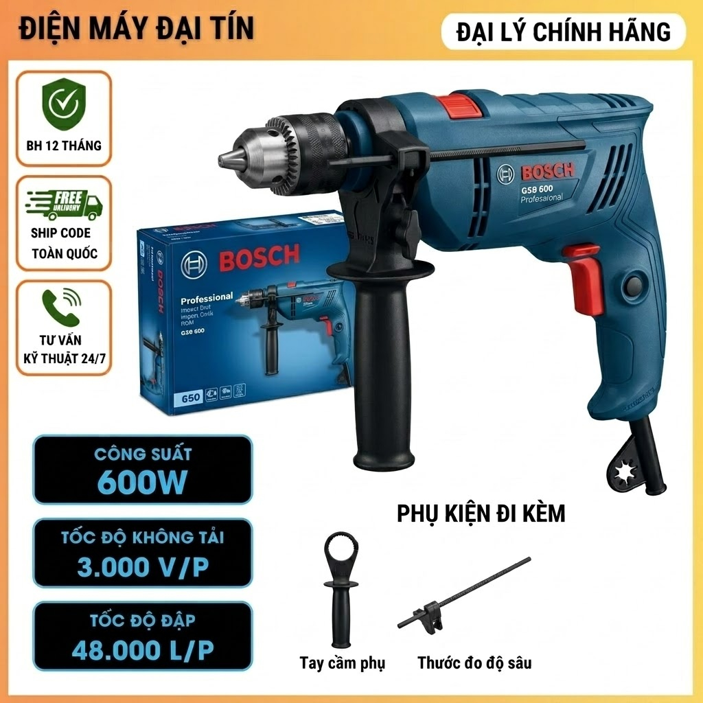 Máy khoan Bosch GSB 600 600W (chính hãng có VAT)
