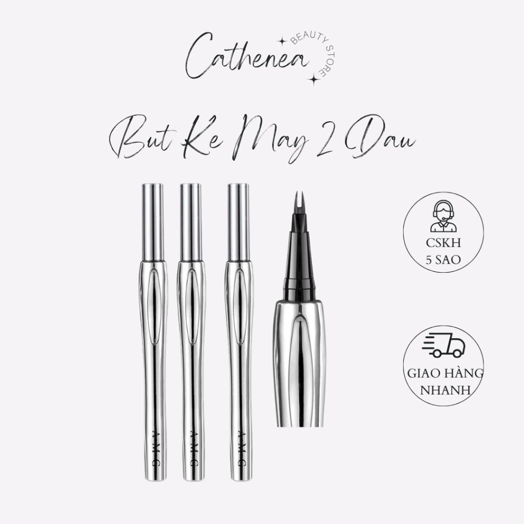 Bút Kẻ Mày 2 Đầu AMG Chống Nước Không Lem Đầu Siêu Nhỏ Tạo Hiệu Ứng Tự Nhiên Phẩy Sợi 0.55ml - Cathe