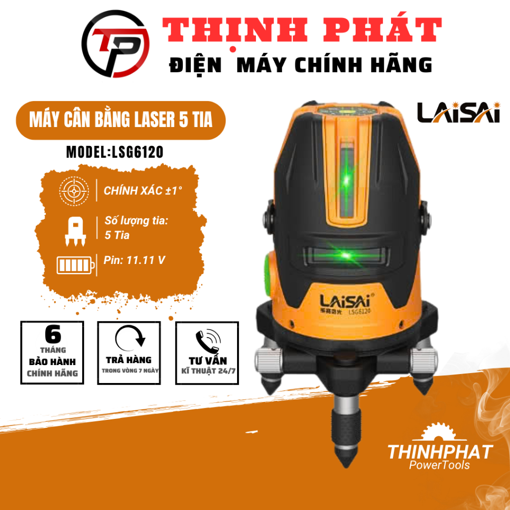 Máy Cân Bằng Laser Laisai 5 Tia Xanh Bóng LED Siêu Sáng LSG-6120 - Thịnh Phát