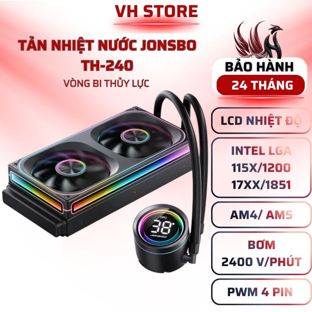 JONSBO TH-240B/W (BLACK/WHITE) Tản Nhiệt Nước AIO 240MM - BẢO HÀNH 24 THÁNG - VHSTORE